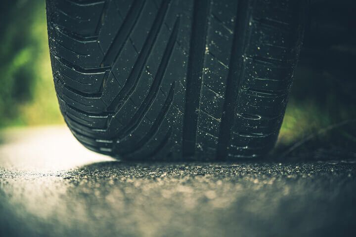 close up of a summer tire on a road