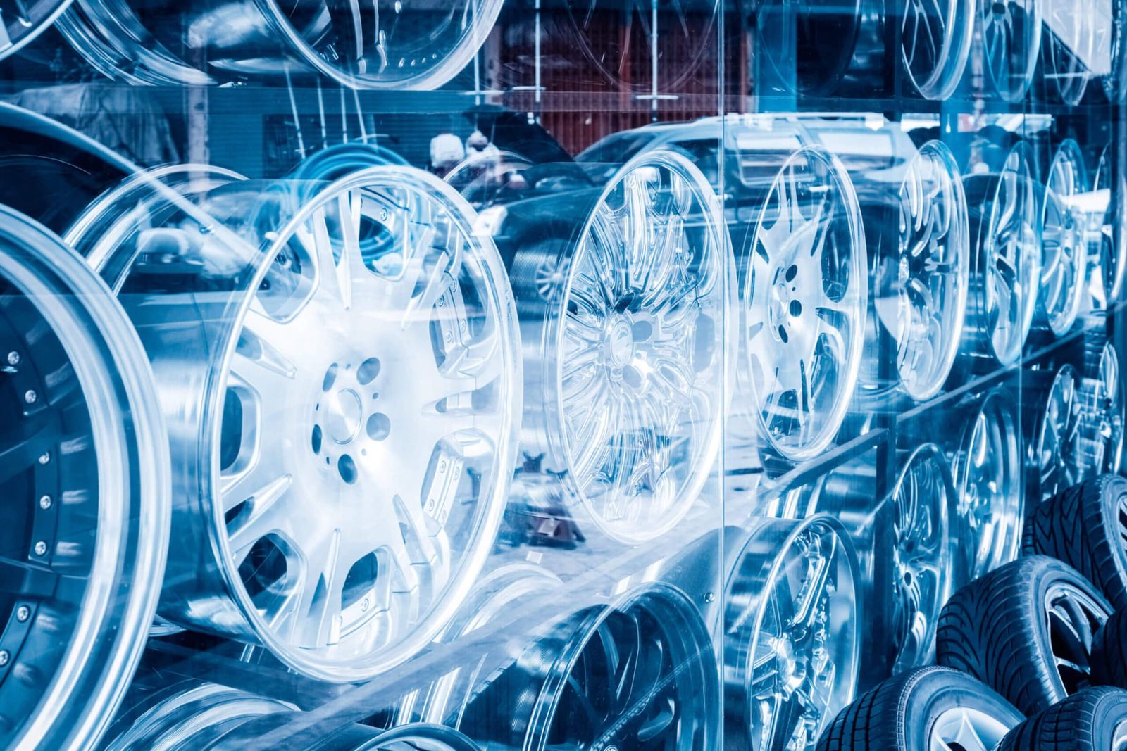 car alloy wheels, fluorescent blue style picture