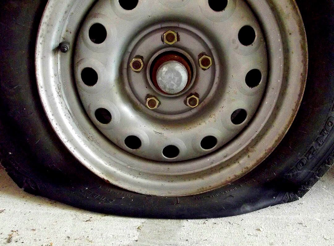 view of a flat tire