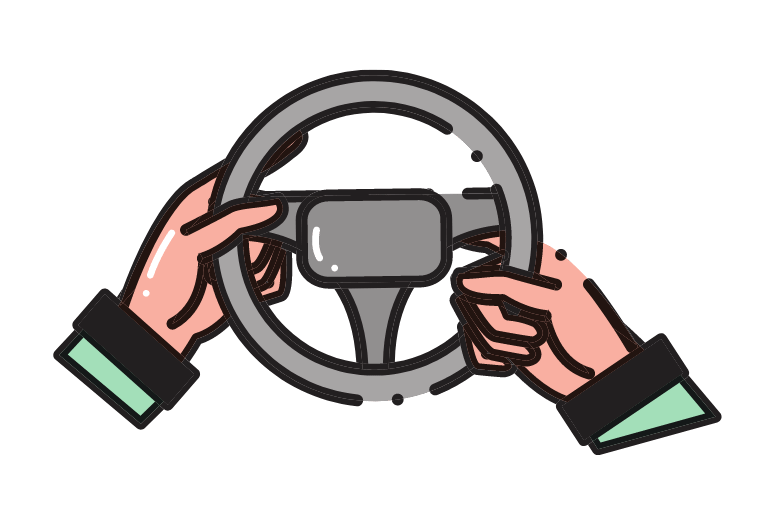 Hands at the wheel hesitating between turning left or right